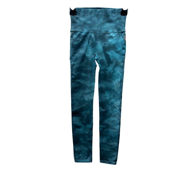 Free People Womens Good Karma Tie Dye Yoga Leggings Blue Peacock Size XS/S - Picture 1 of 8
